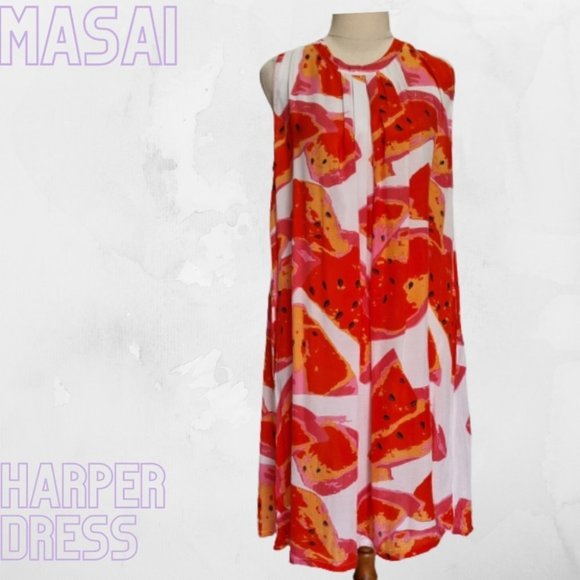 Masai Dresses & Skirts - Masai Copenhagen Harper Multicolour Fruit Print Sleeveless Swing Dress Size S